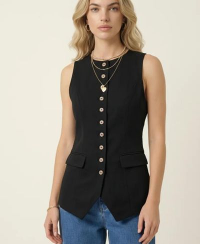 Женский жилет Modenaire Longline Button Front Flap Pocket