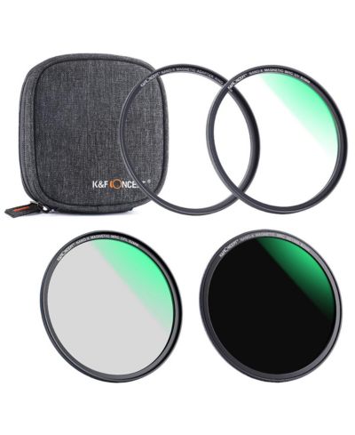 K&F Concept 62mm 3 Piece Magnetic Lens Filter Kit with MCUV, CPL and ND1000 HD Filters