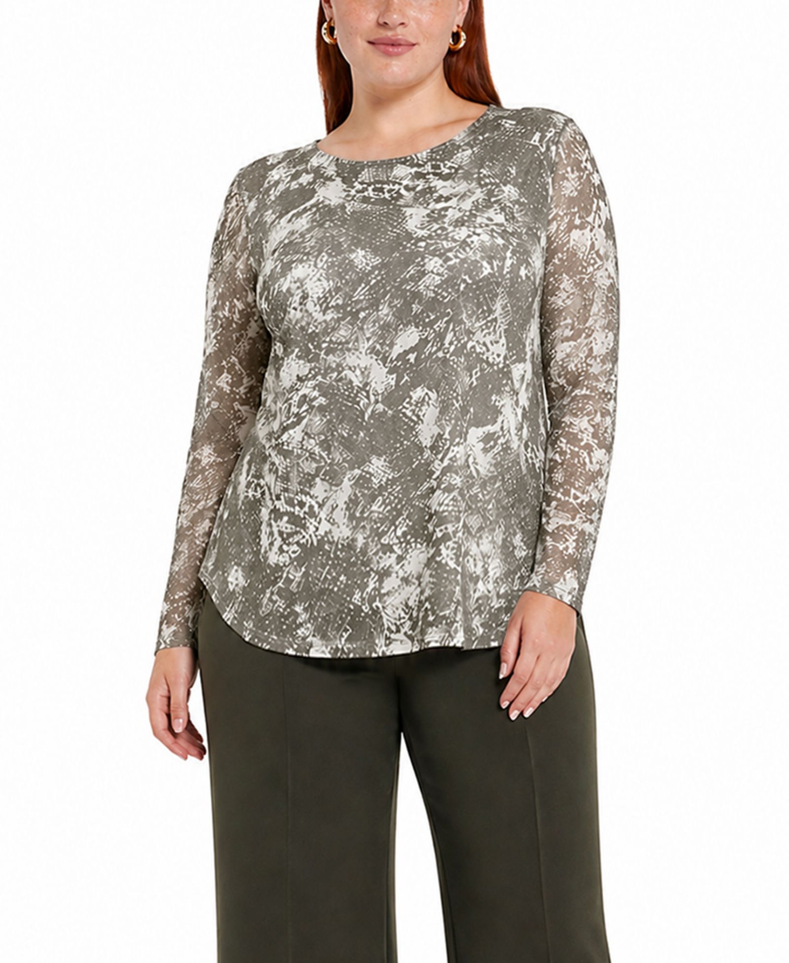 Женский топ COIN 1804 Plus Size Python Mesh с вырезом лодочкой