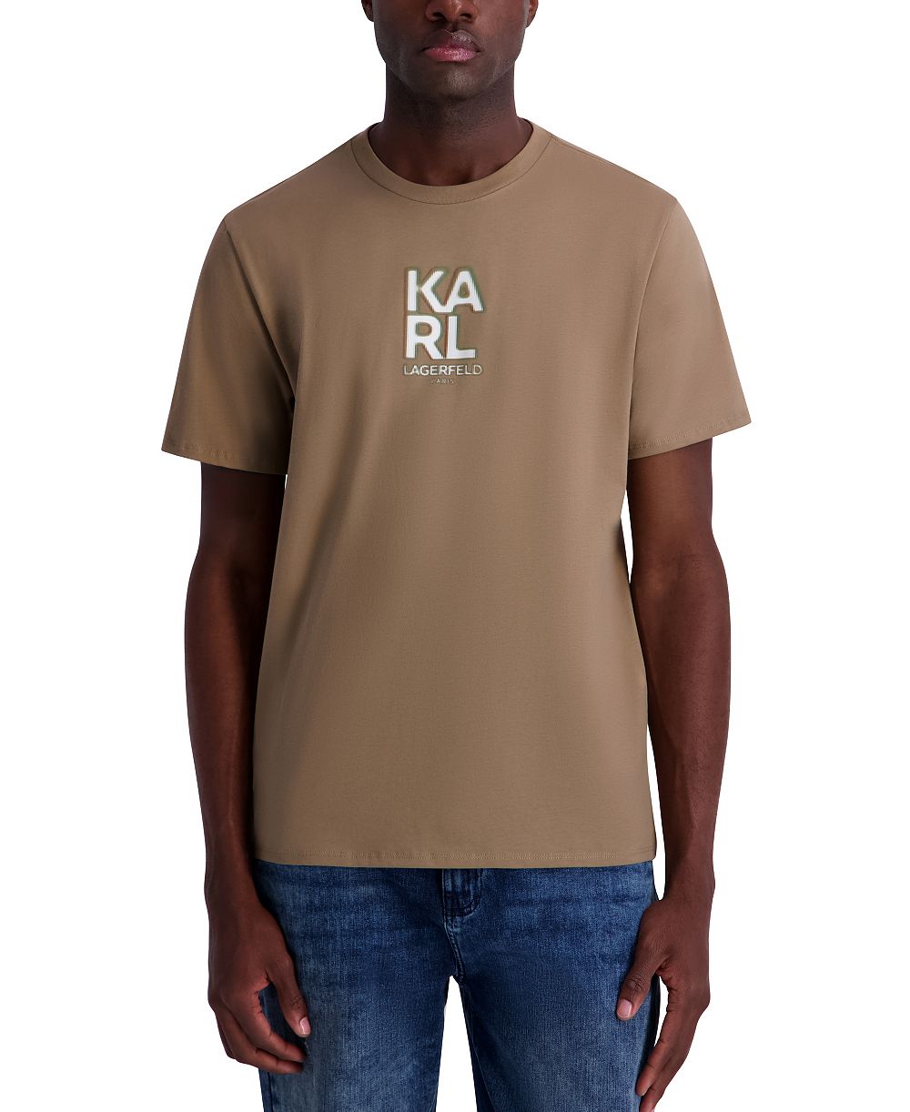 KARL LAGERFELD PARIS Men's Broken Mirror Effect Karl Logo Graphic T-Shirt