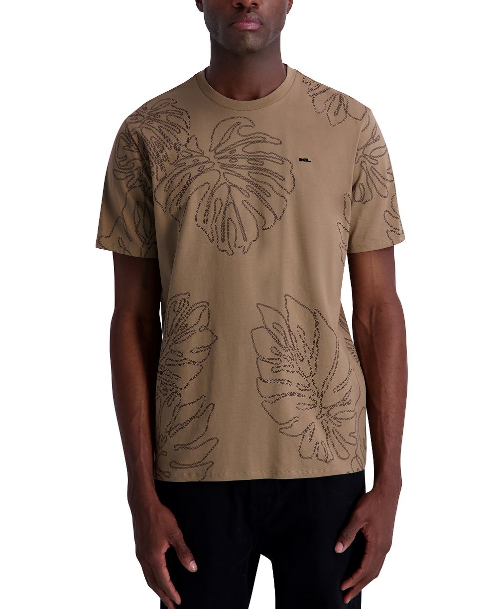 KARL LAGERFELD PARIS Men's Large Palm Leaf Graphic T-Shirt
