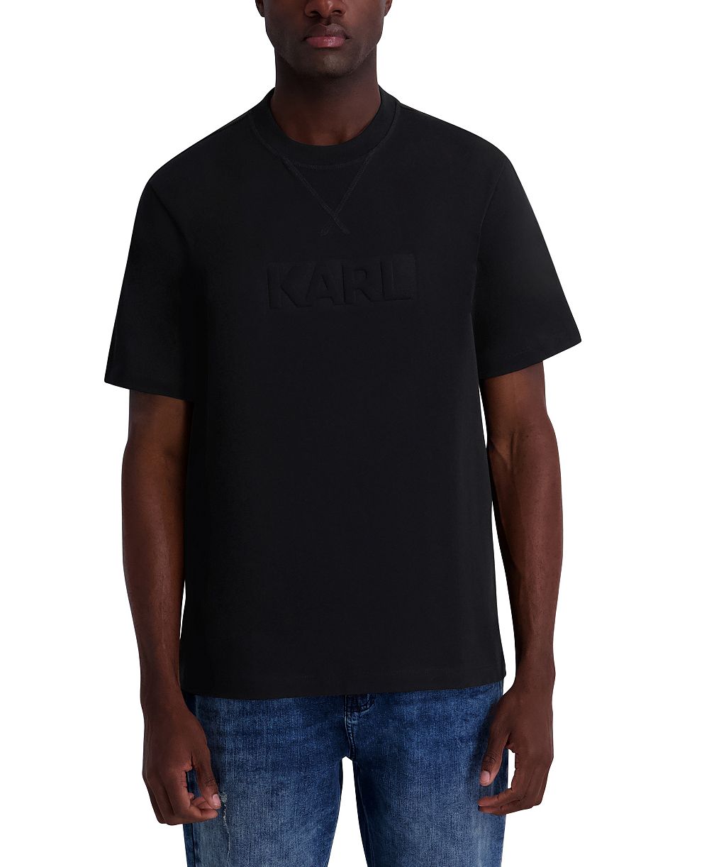 KARL LAGERFELD PARIS Men's Embossed Karl Logo Cotton T-Shirt