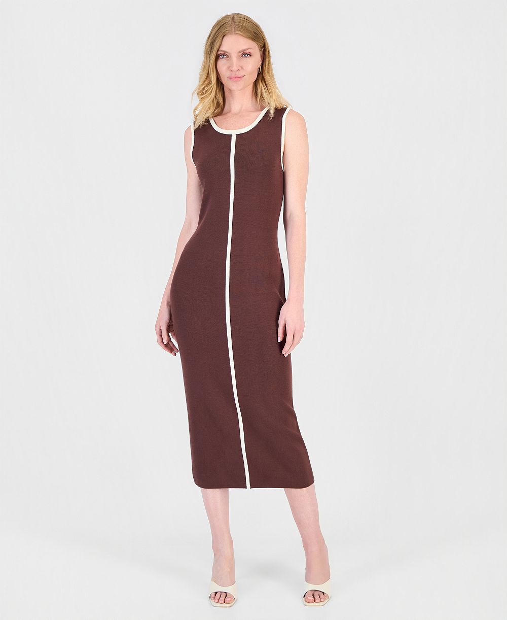 Женское миди-платье T Tahari Contrast Tipped Bodycon