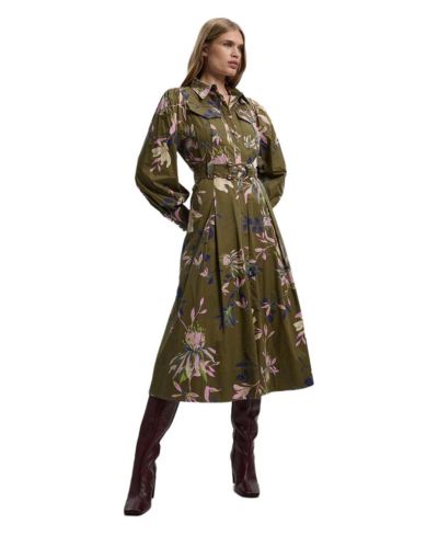 Миди-платье-рубашка Karen Millen Women's Floral Cotton Sateen