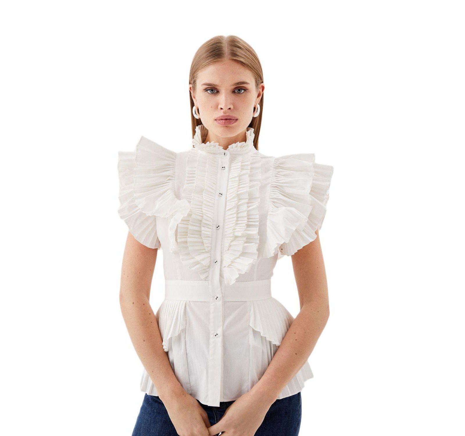 Женская блузка Karen Millen Sleeveless Pleated Ruffle