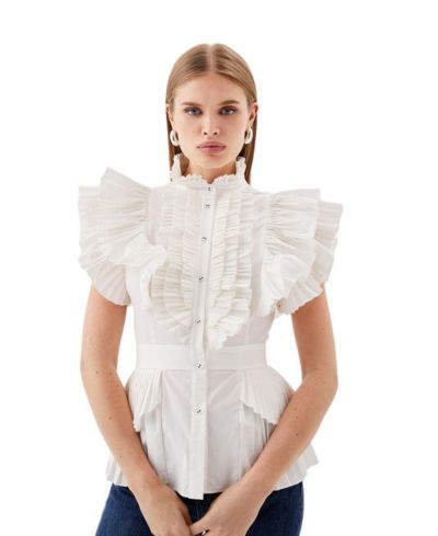 Женская блузка Karen Millen Sleeveless Pleated Ruffle