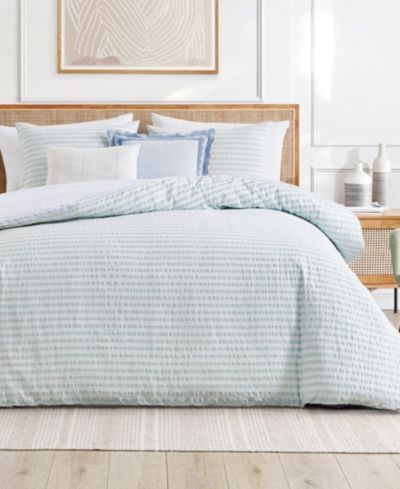 Peri Home Seersucker Stripe 3-Piece Duvet Cover Set, King