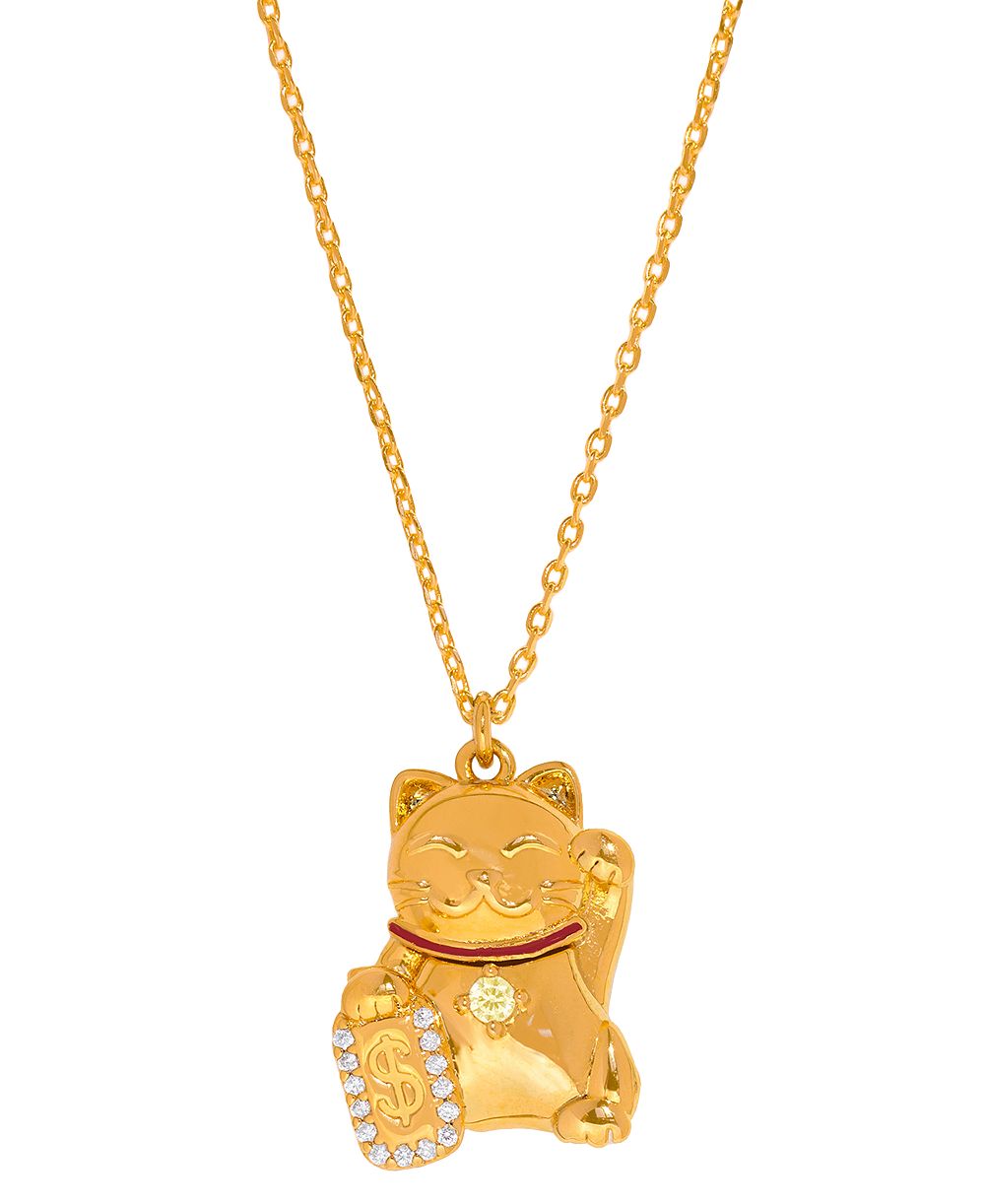Ожерелье-кулон Lucky Cat с кристаллами Girls Crew