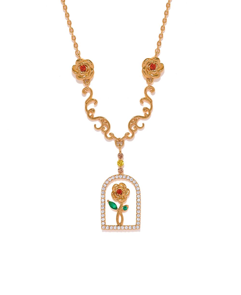 Girls Crew ожерелье Disney Beauty the Beast Enchanted Rose с кристаллами