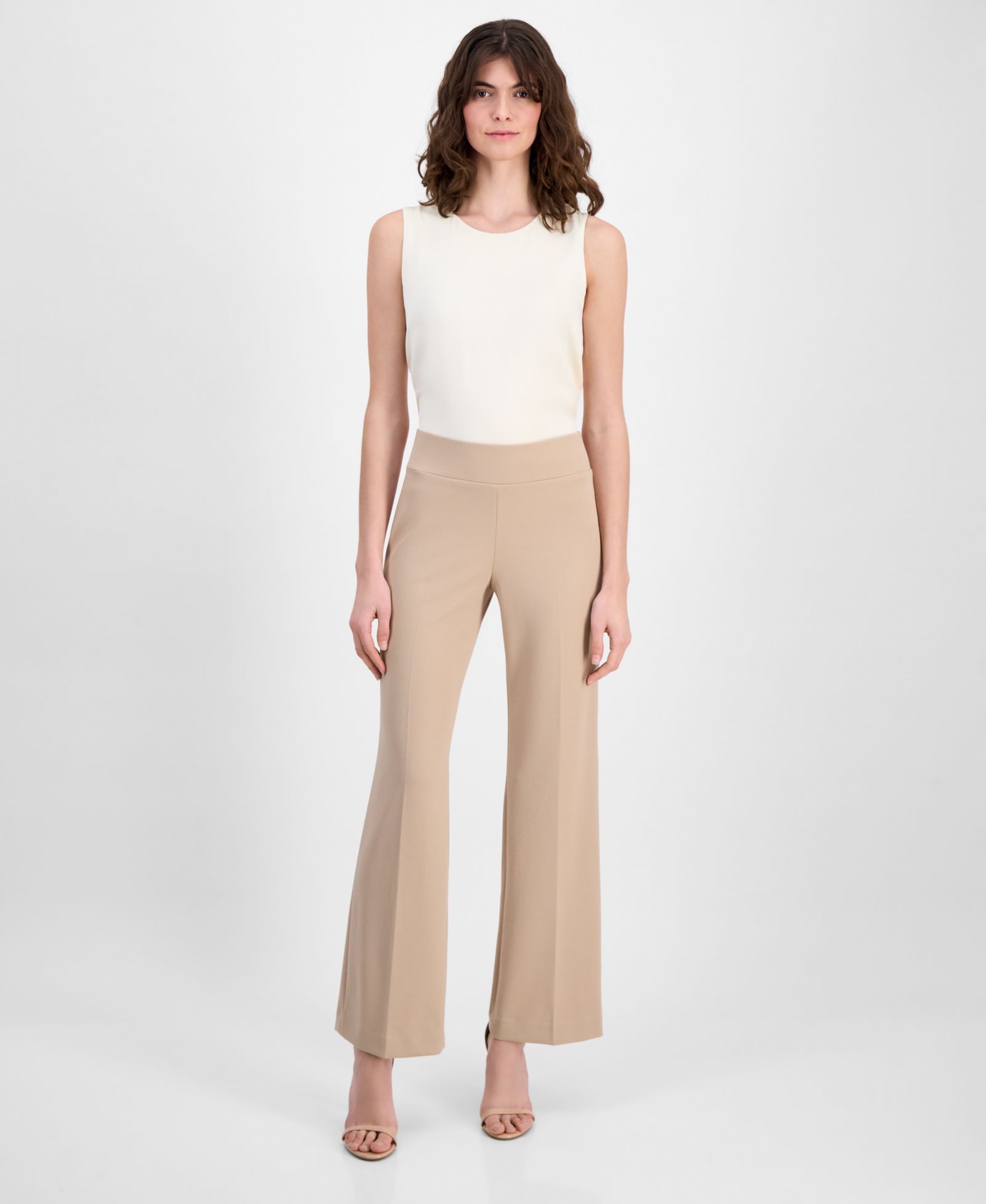 Женские брюки Anne Klein Stretch Crepe с высокой посадкой, широкие