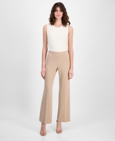 Anne Klein Women's Stretch Crepe High-Rise Wide-Leg Pull On Pants
