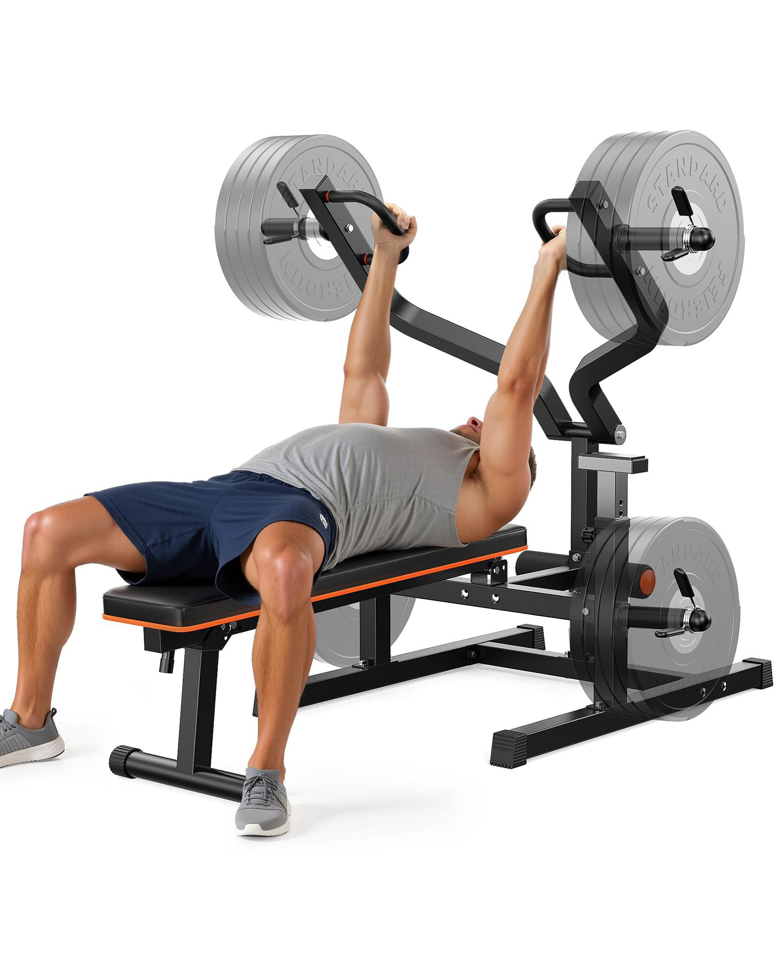 FED FITNESS 3-Grip U-Handle Chest Press Machine, 1250LBS Independent Converging Arms, 14-Position Adjustable Bench for Upper Body Workout