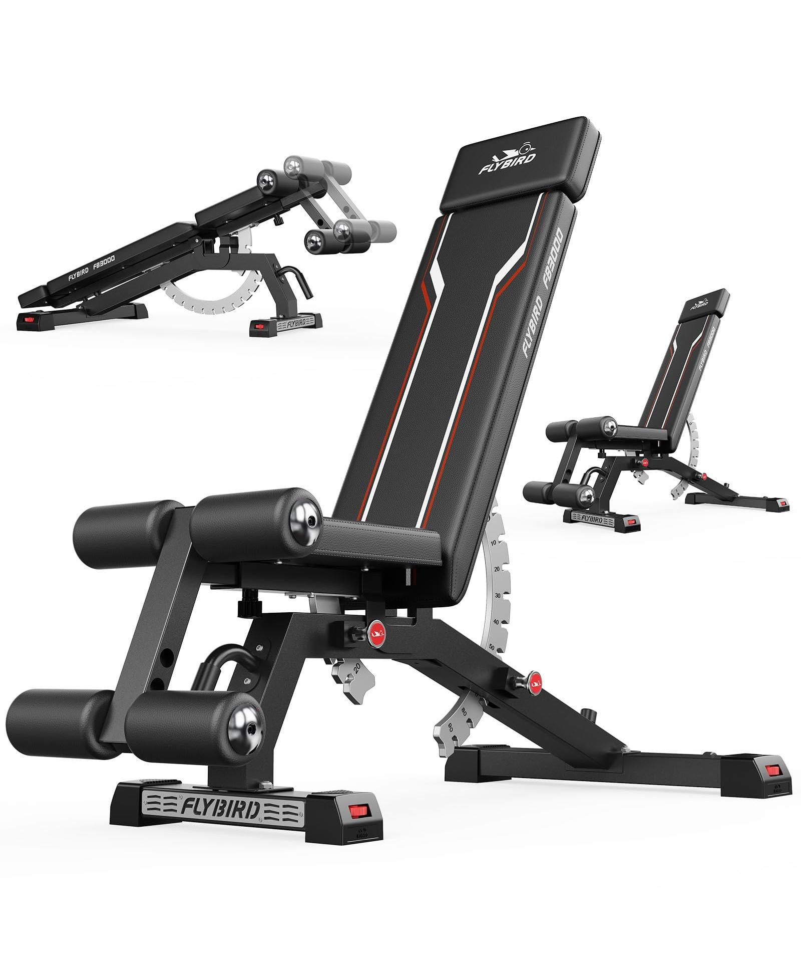FED FITNESS Adjustable Weight Bench 1200LBS, Incline Flat Decline Bench for Home Gym, Full Body Strength Training