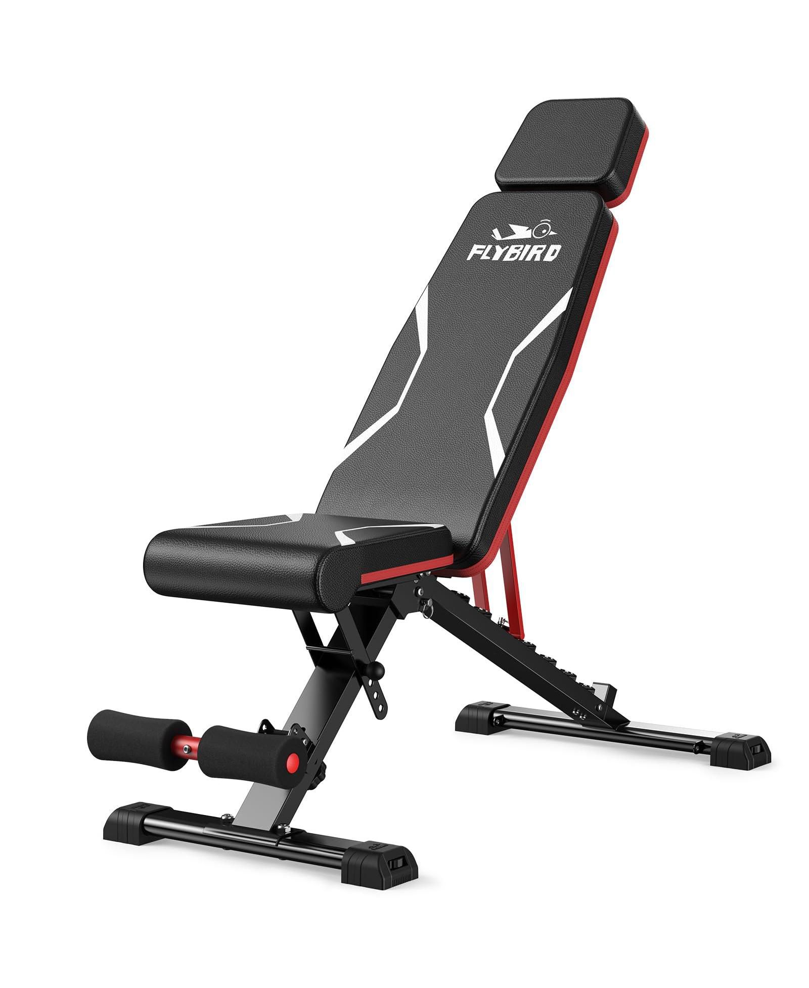 FED FITNESS WB3 Weight Bench with Headrest, 750LBS Foldable Adjustable Bench Press, Incline Decline Flat Workout Bench Fits 6'5''