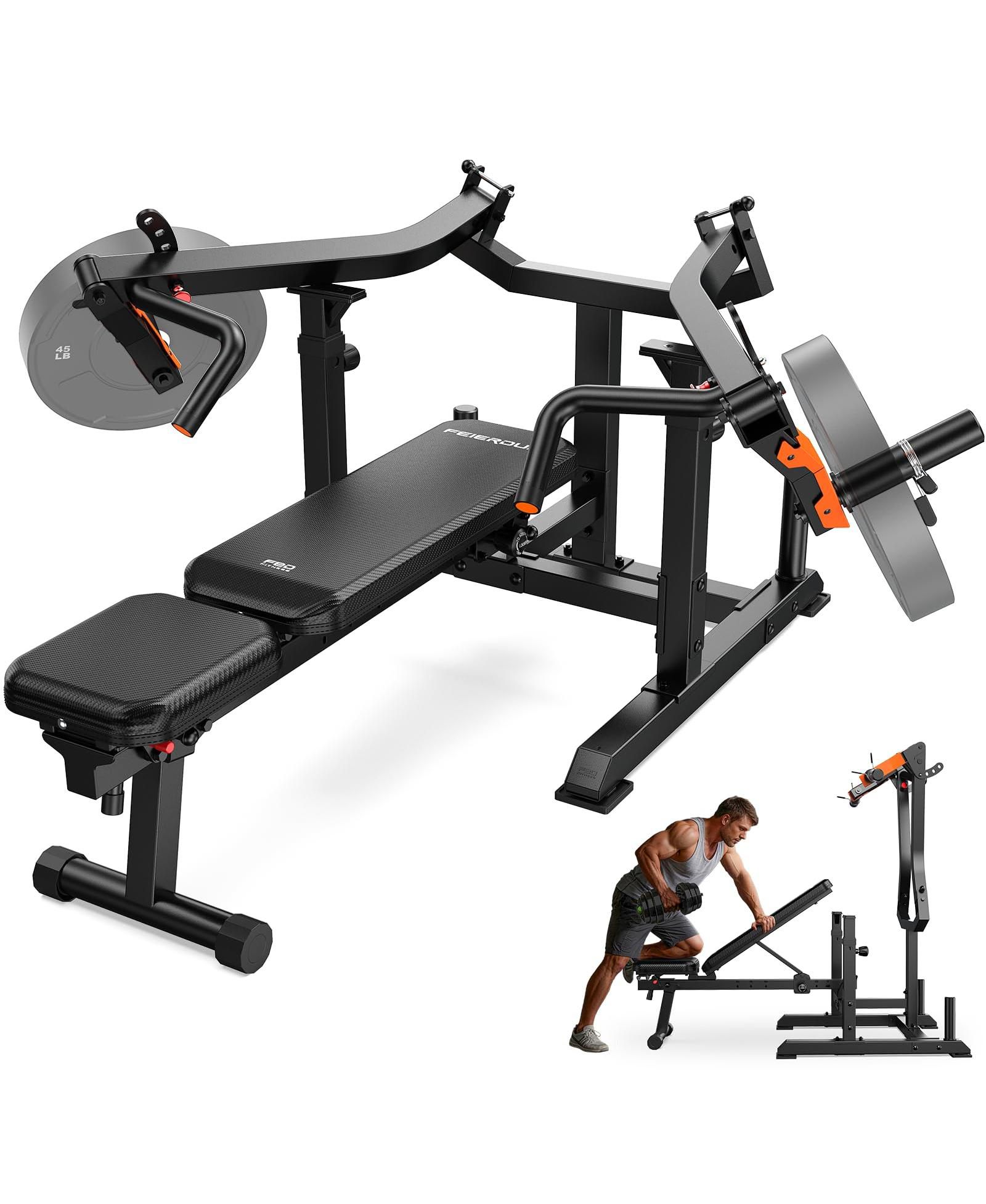 FED FITNESS SO2 Chest Press Bench Machine, 400LBS Tension Level, 4-Level Adjustable Converging Arms, Unique Bench Design for Strength Training