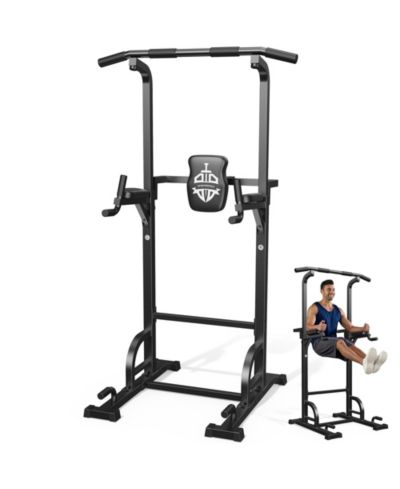 FED FITNESS силовая башня 450LBS, регулируемая станция для подтягиваний и отжиманий с удлиненным основанием 39.7", оборудование для силовых тренировок 5-в-1 для домашнего спортзала