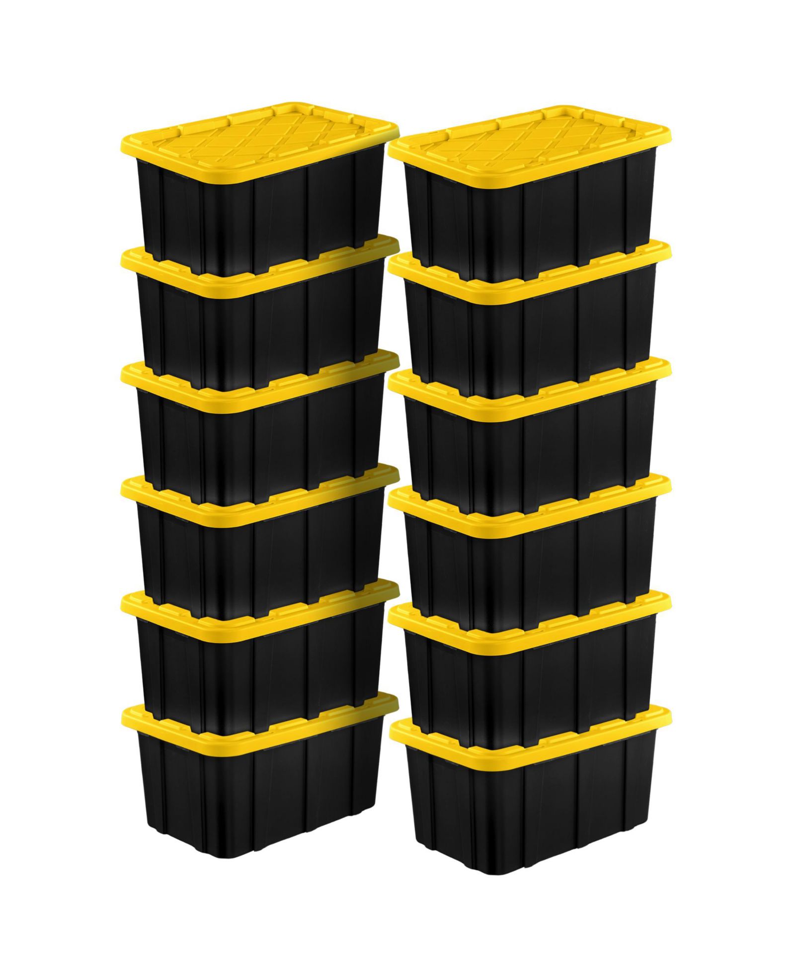 Sterilite 17 Gallon Industrial Stackable Storage Tote Lidded Containers, 12 Pack