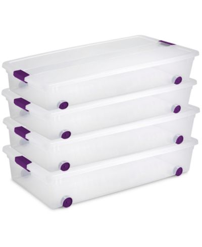 Sterilite ClearView Контейнер для хранения с защелками и колесами, 60 Qt, 4 Pack