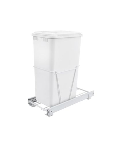 Rev-A-Shelf Pullout 50 qt. Sliding Trash Can for Kitchen, White, RV-12PB-50 S