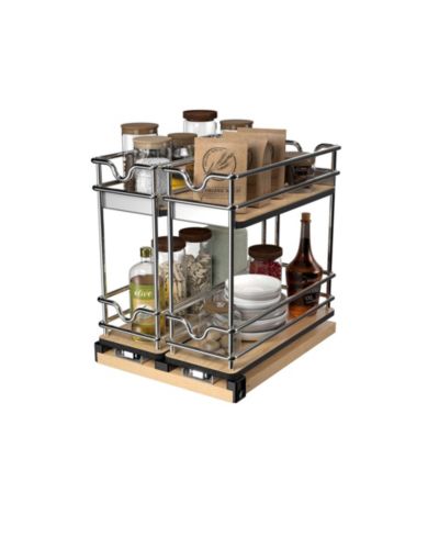 Rev-A-Shelf 9" Pullout Organizer for Cabinets, 2 Tier Upright Shelf, 5WU2-9W2-1