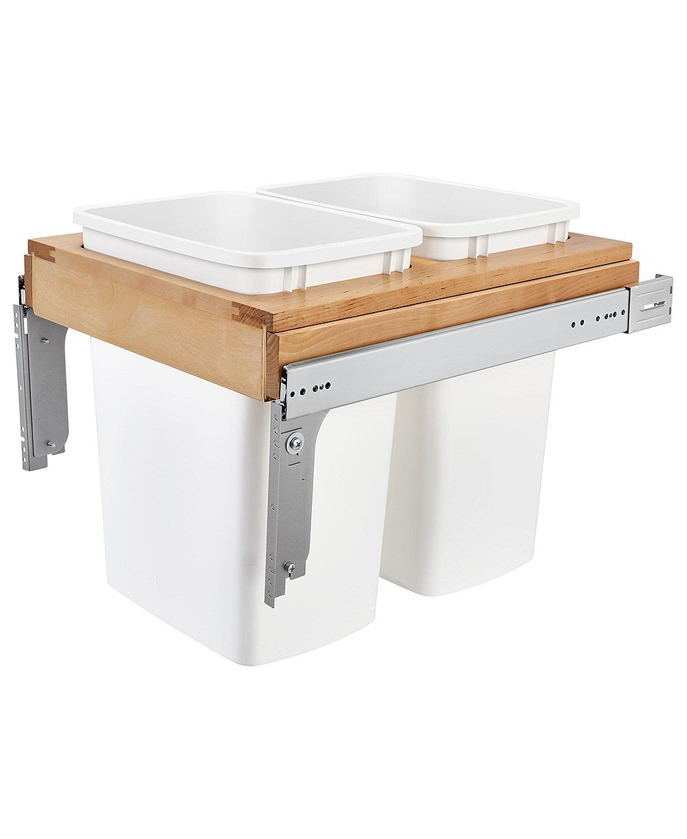 Rev-A-Shelf Double Pullout Top Mount Trash Can, 35 qt., 4WCTM-21DM2-495-FL