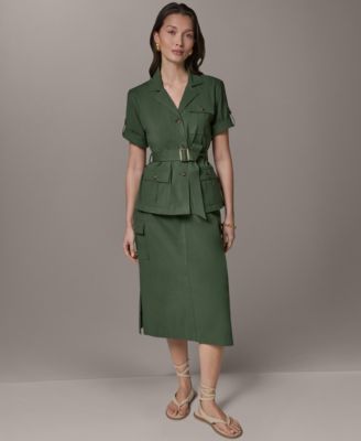 Donna Karan Weekend Женская сафари-куртка с поясом, укороченного кроя