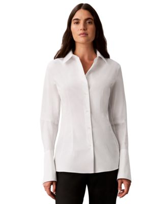 Calvin Klein Рубашка с воротником и длинным рукавом, Petite