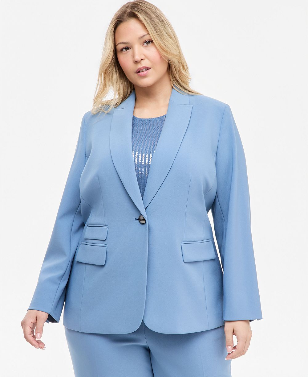 Anne Klein Plus Size Notched-Collar Single-Button Lined Blazer