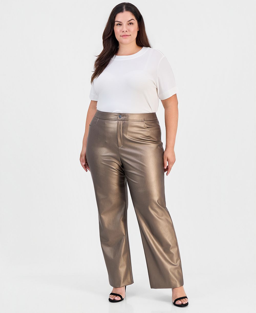 Женские брюки Plus Size High-Waist Metallic Bootcut