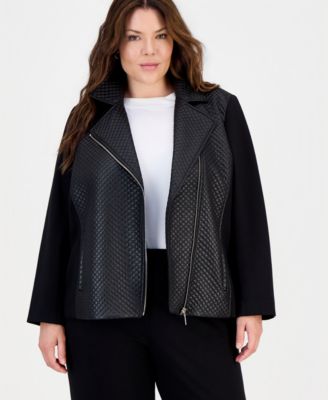 Anne Klein куртка-косуха из искусственной кожи с прострочкой большого размера