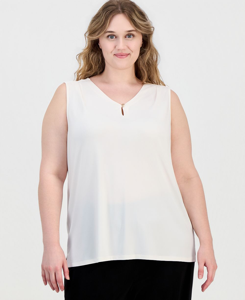 Anne Klein Essentials Plus Size топ без рукавов с V-образным вырезом