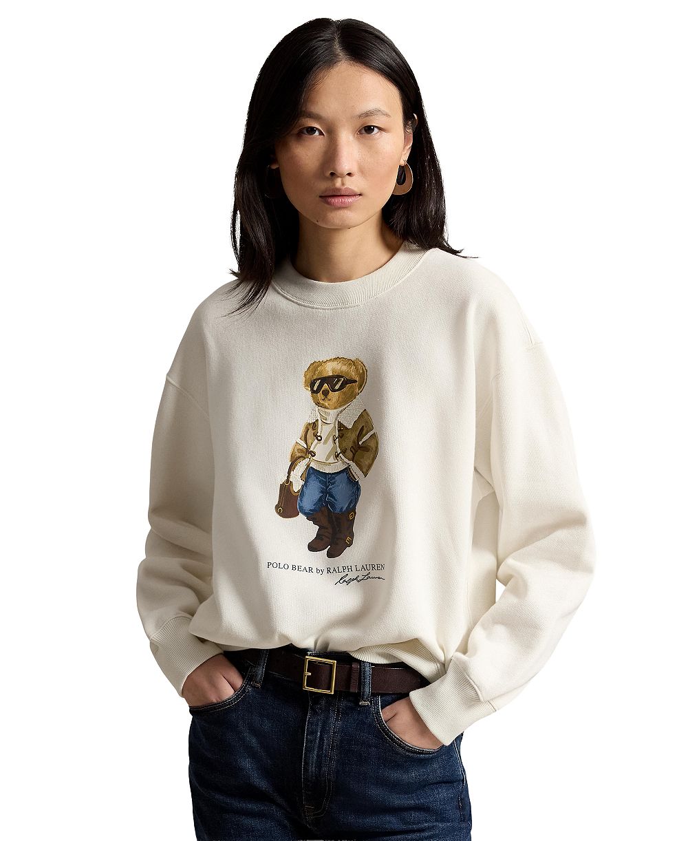 Женская толстовка Polo Ralph Lauren из флиса с круглым вырезом и медведем Polo, зимняя коллекция