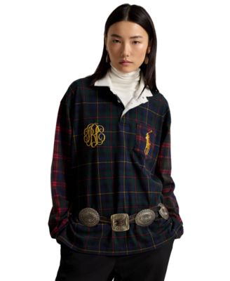 Женская джерси Polo Ralph Lauren в клетку с воротником регби и длинным рукавом
