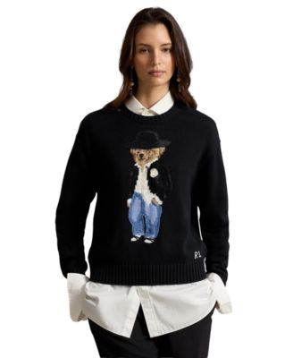 Женский свитер Polo Ralph Lauren с длинным рукавом и круглым вырезом, с медведем Polo