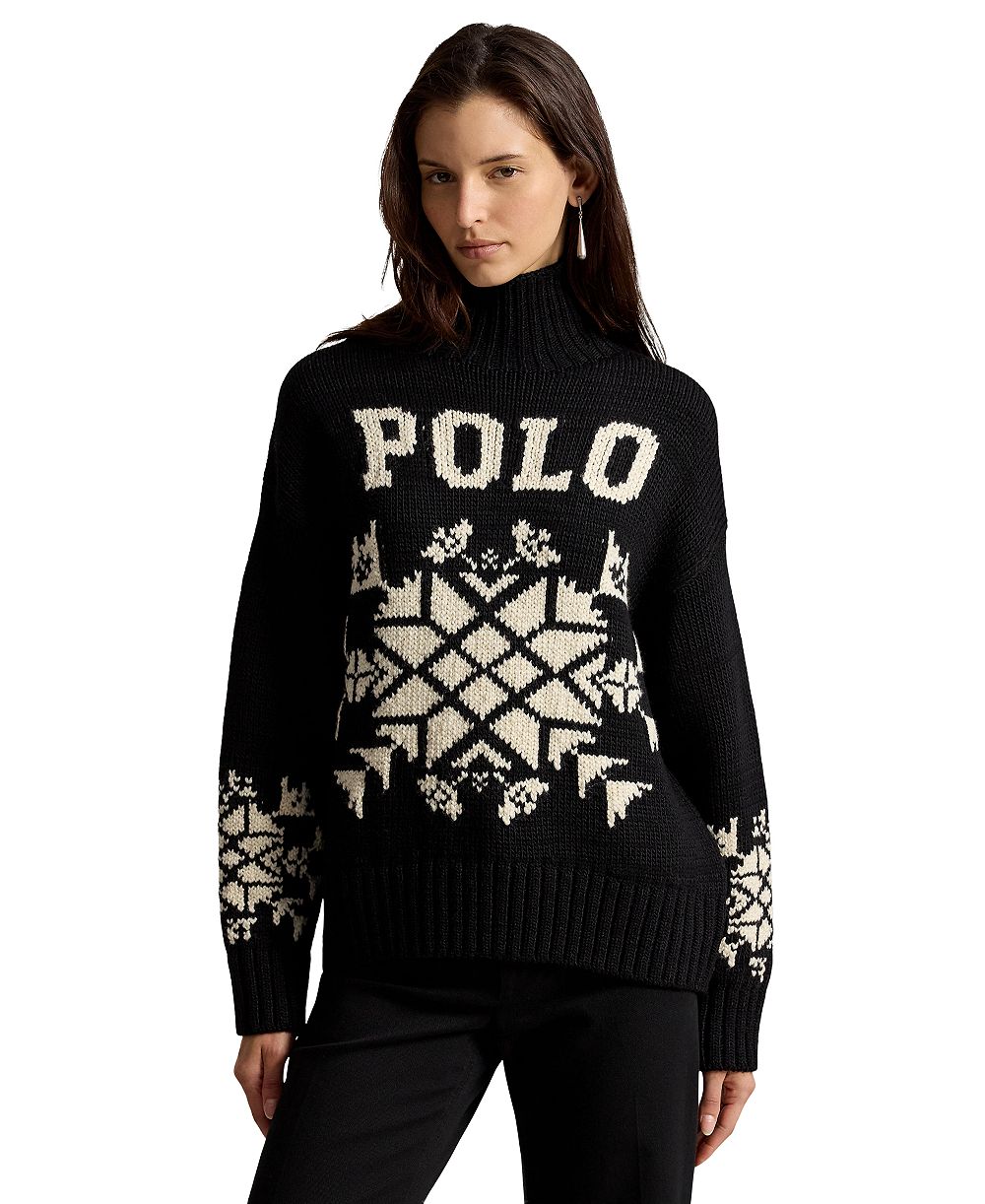 Polo Ralph Lauren Women's Intarsia-Knit Snowflake Wool-Blend Turtleneck Sweater