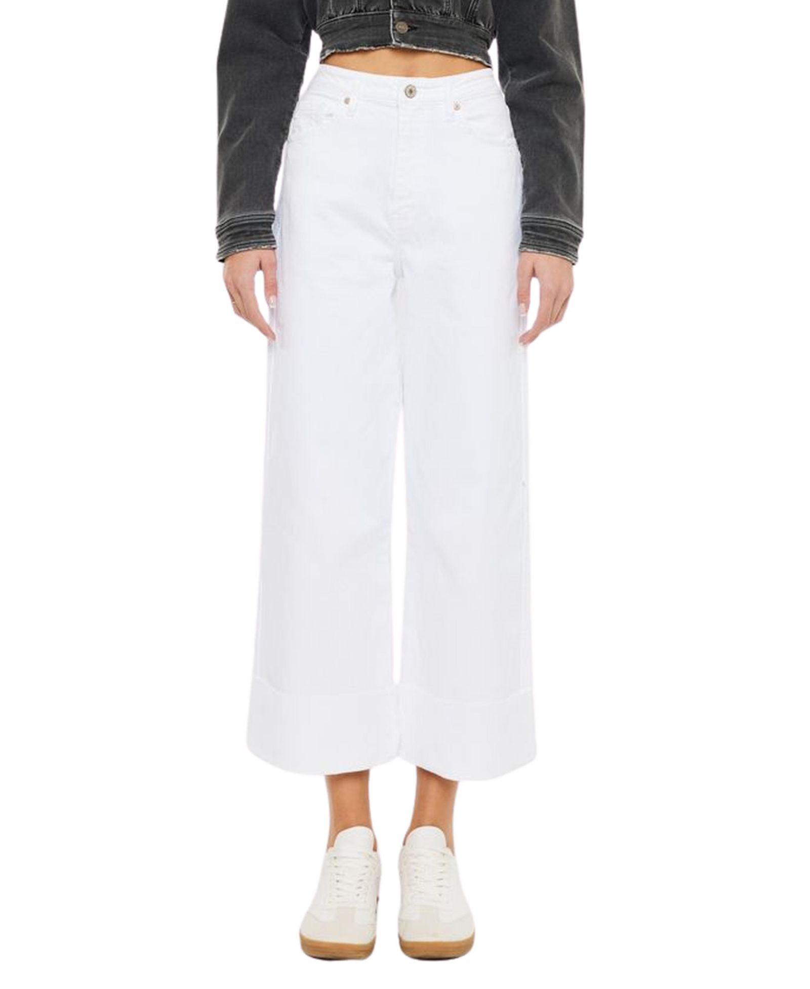 KanCan Women's Alfie 90's Cropped Wide Leg Jeans