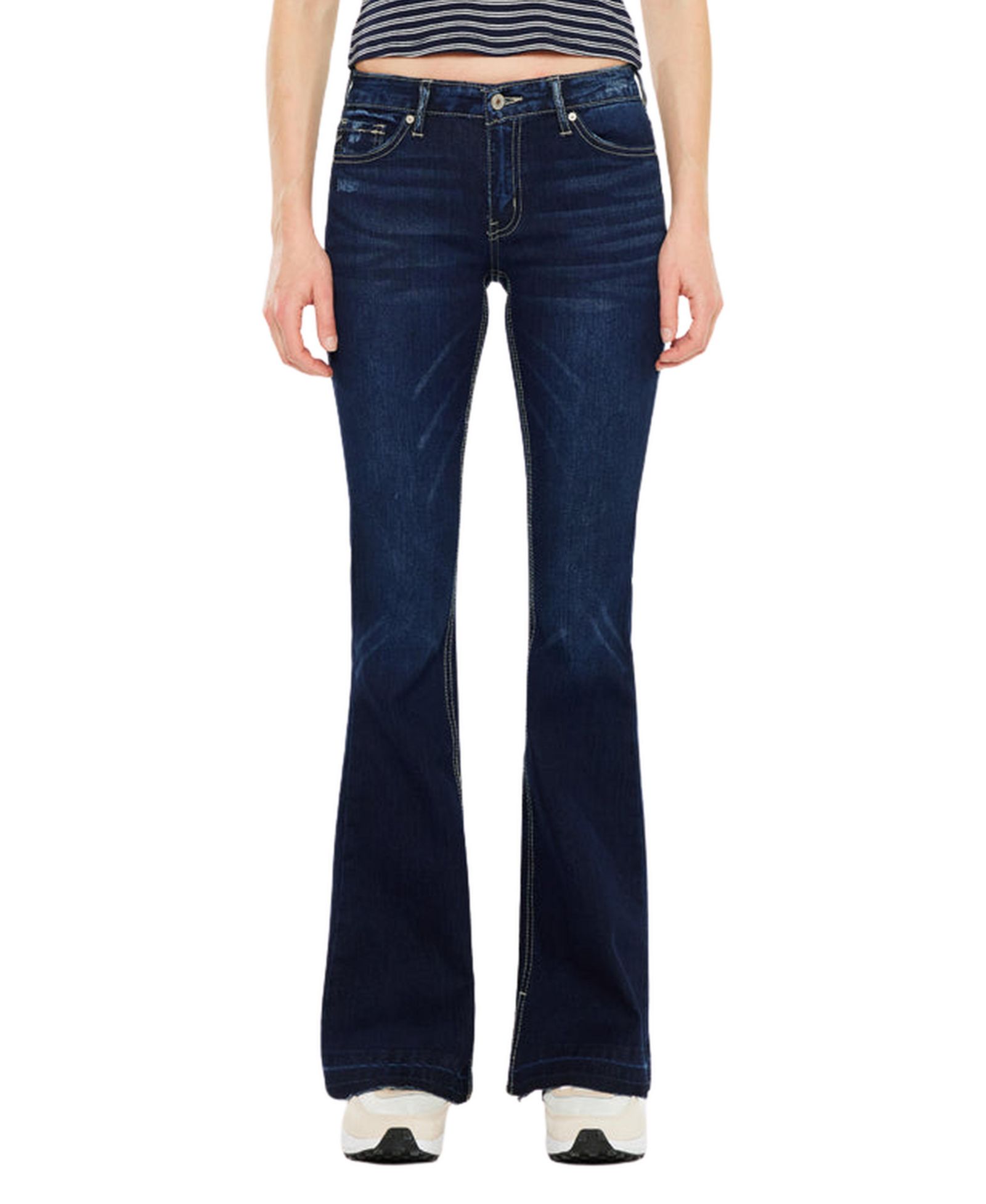 KanCan Women's Heidi Mid Rise Flare Jeans