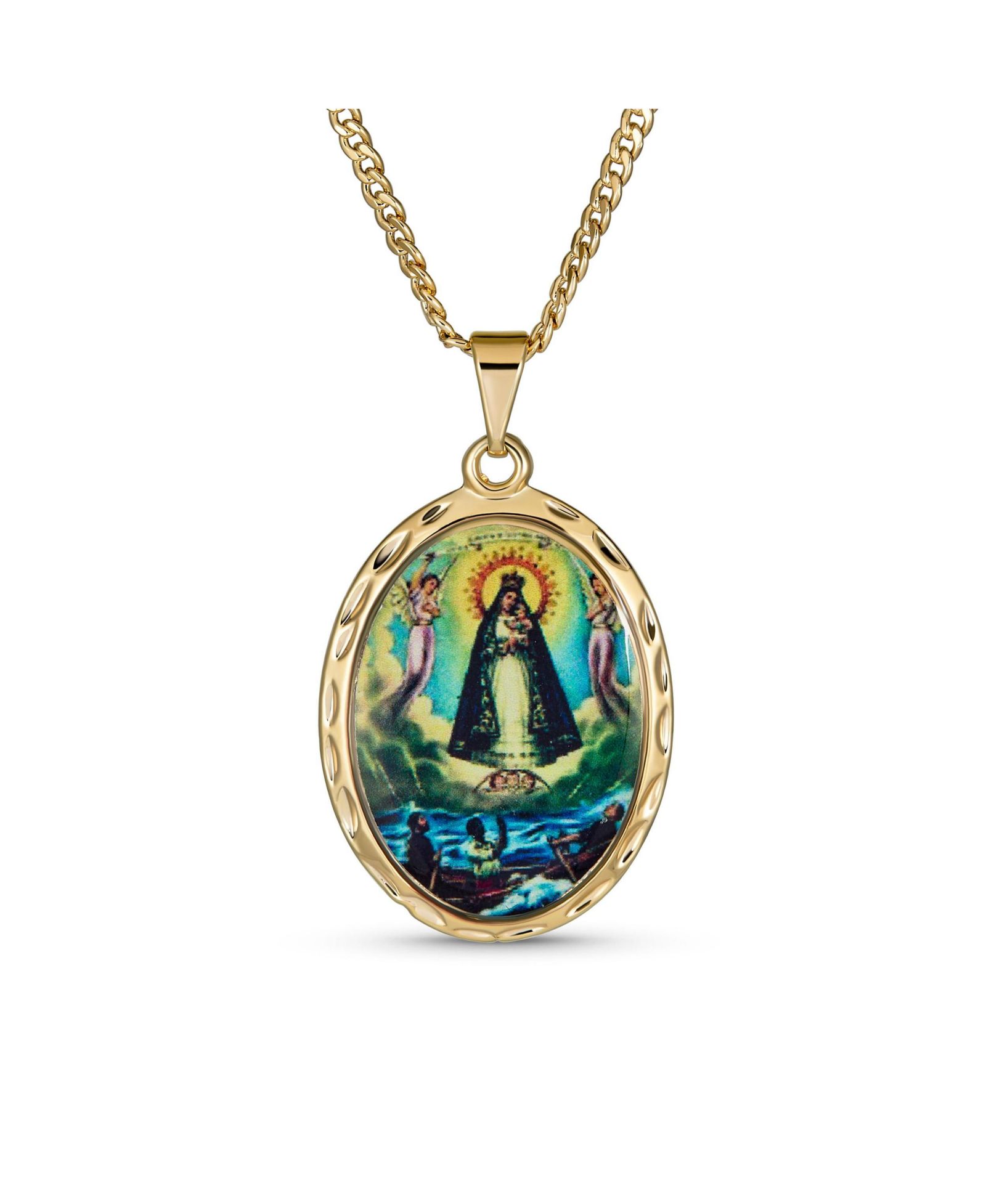 Подвеска Bling Jewelry Religious Medal Oval Medallion Mother Virgin Mary Gold Plated