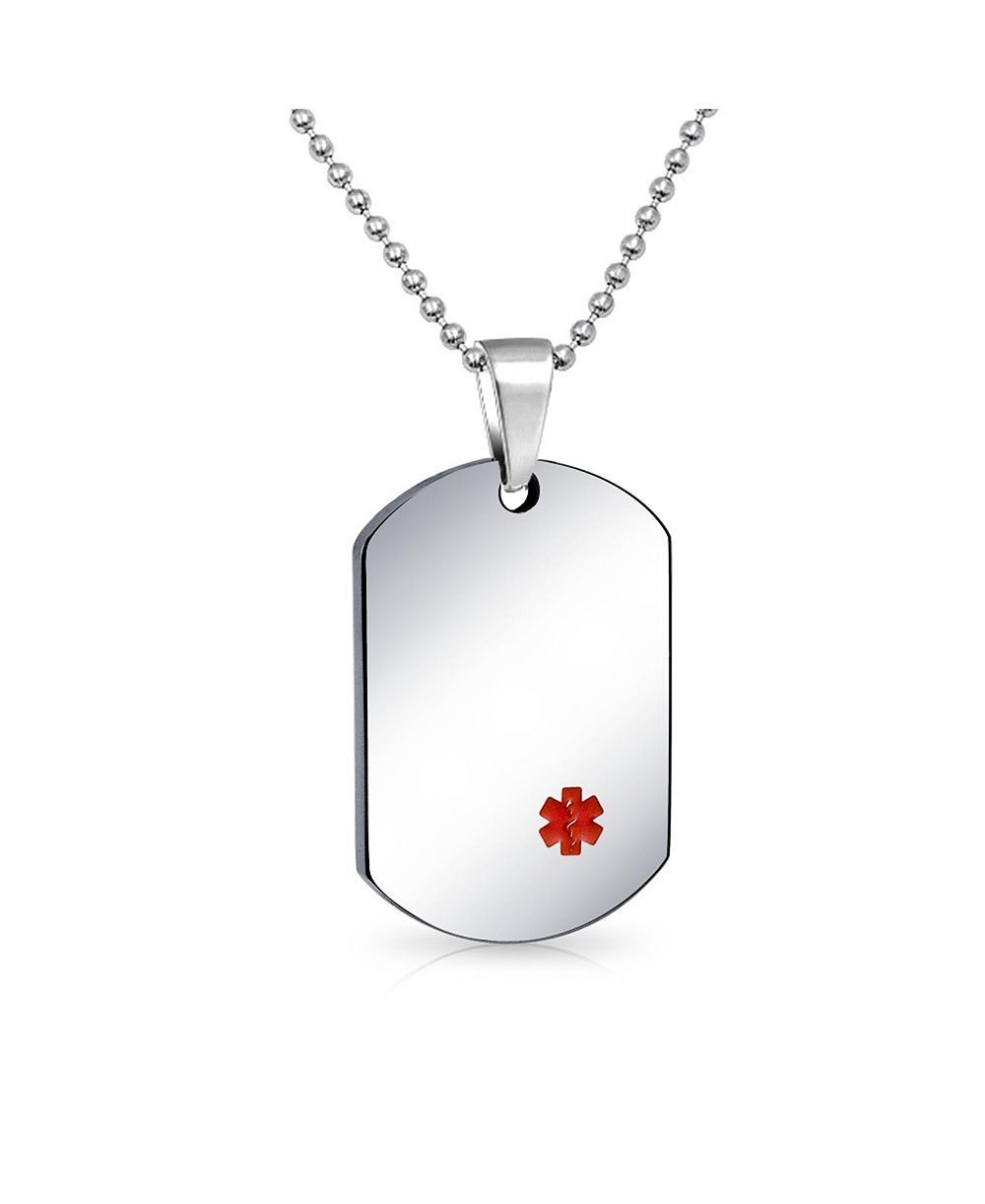 Серебряное ожерелье Bling Jewelry с кулоном-табличкой для медицинской идентификации, 925 проба