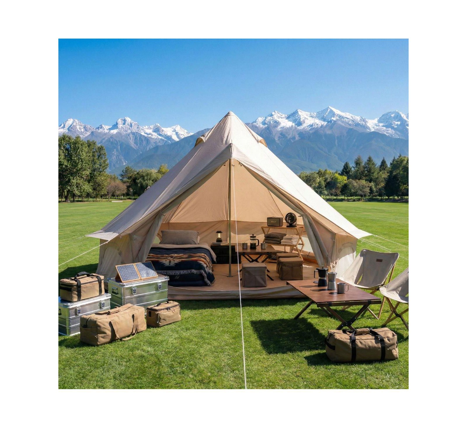 Streamdale Furniture 4-Season 9.8feet Waterproof Bell Tent with Stove Jack for Camping