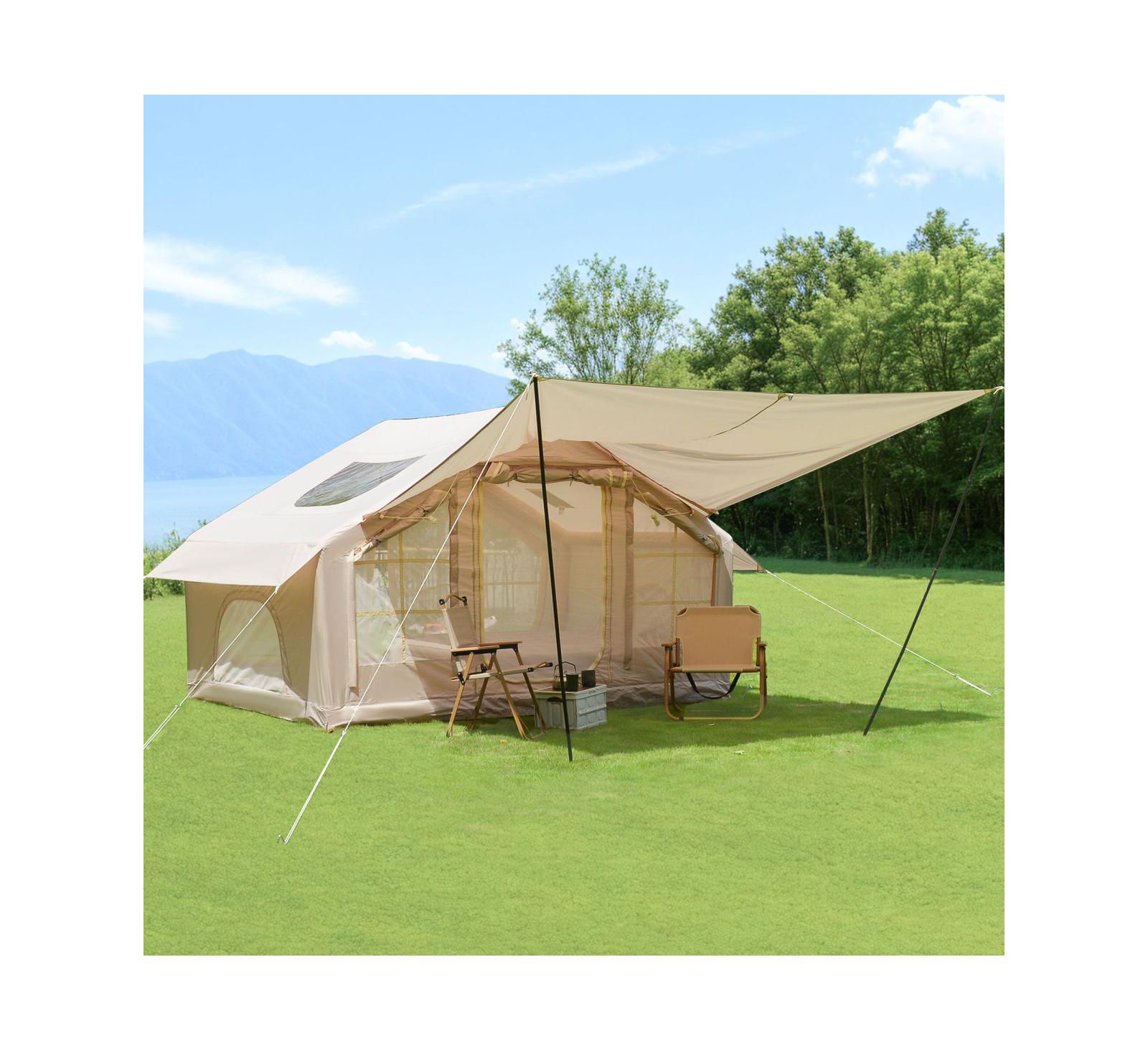 Streamdale Furniture 6.3m Inflatable 4-Season Waterproof Air Tent with Canopy and Skylight