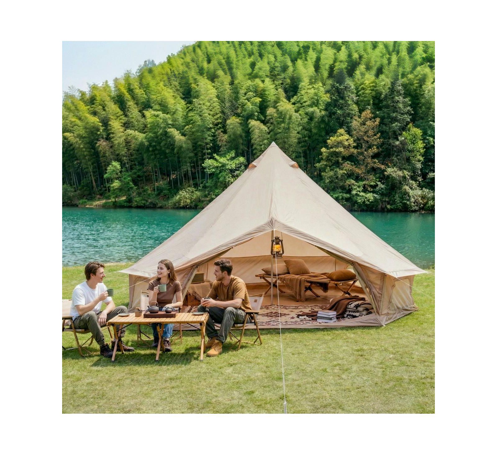 Водонепроницаемая палатка Bell Tent Streamdale Furniture 4-Season 13.1feet с отверстием для печи на 8 человек