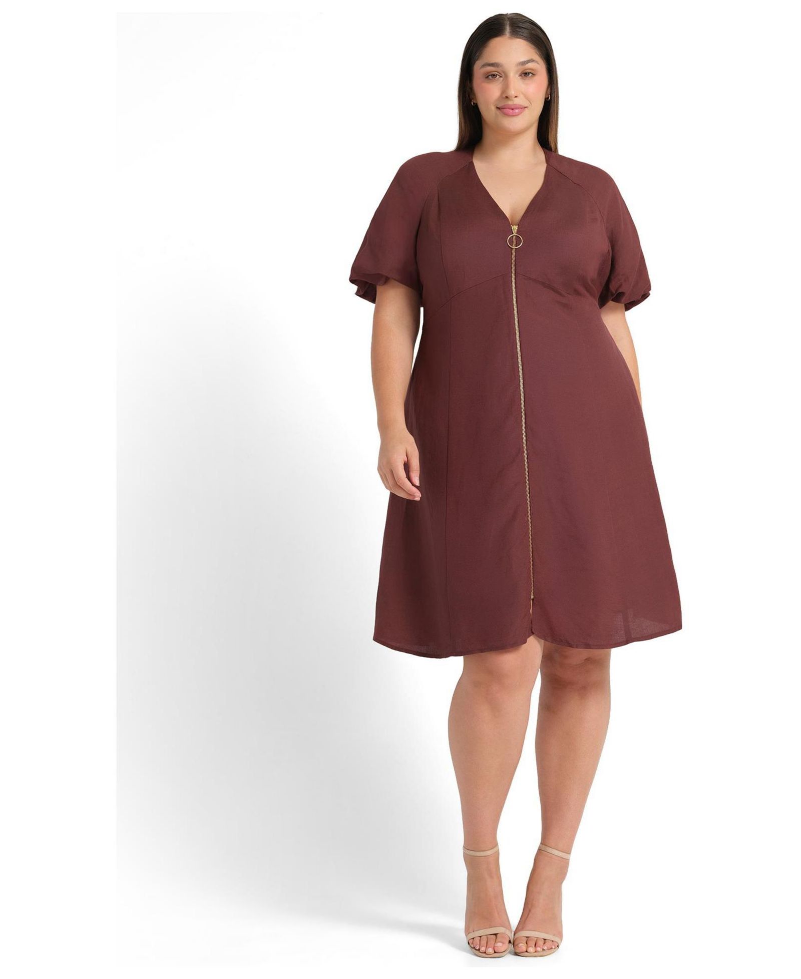 Женское мини-платье ESTELLE Heather Linen Zip-Front Fit Flare
