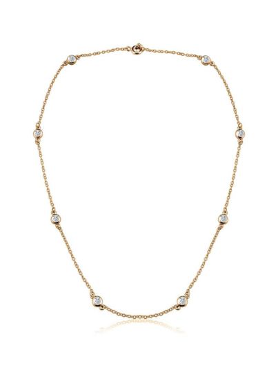 Genevive Minimalist Sterling Silver Dainty Station CZ Bezel-set Necklace