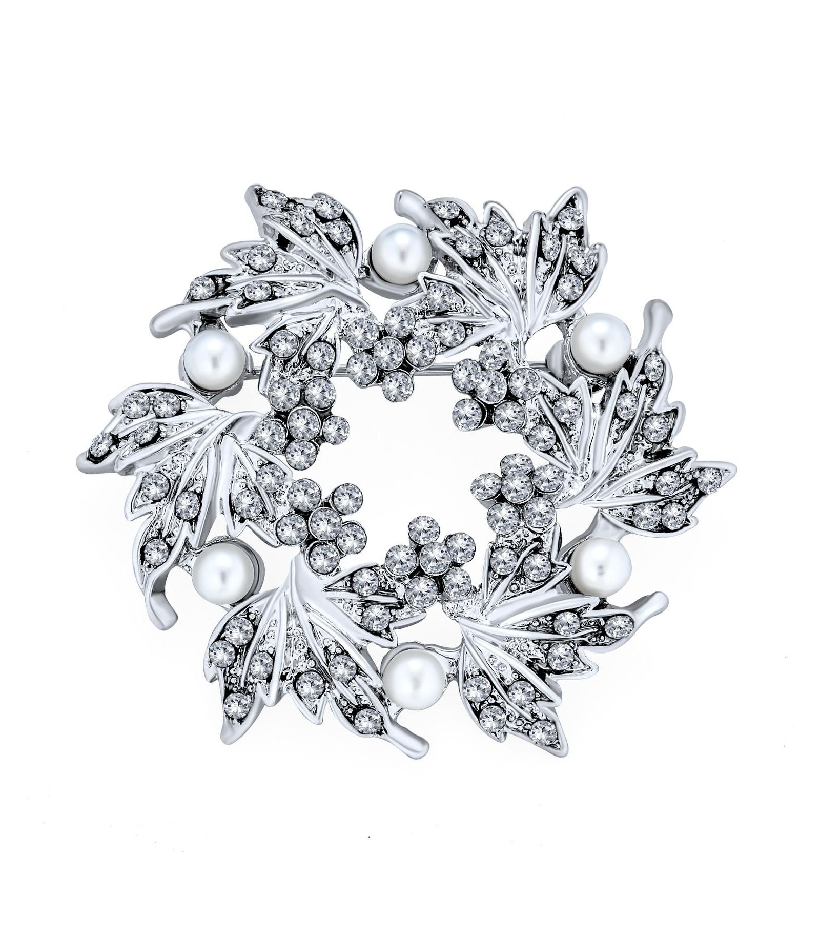 Брошь-значок Bling Jewelry Pearl Wreath Circle с кристаллами для лацкана и шарфа