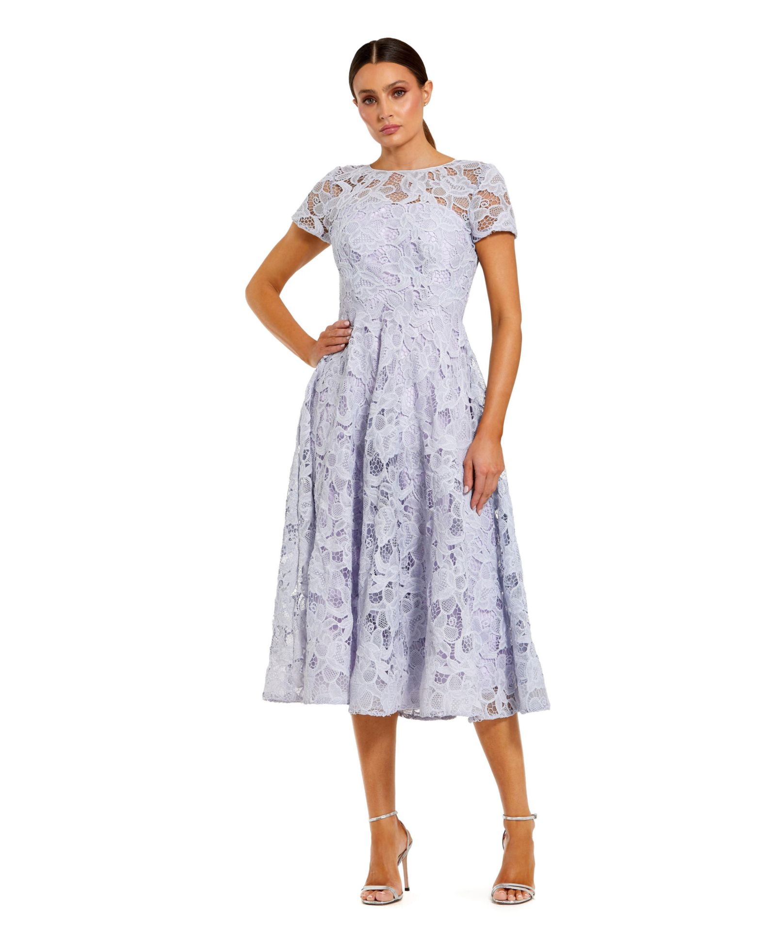 Женское элегантное платье Mac Duggal Lace A-Line Midi с бантом