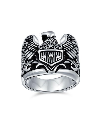 Bling Jewelry Мужское кольцо-печатка с орнаментом Bald Eagle, патриотическое, окисленное стерлинговое серебро.925