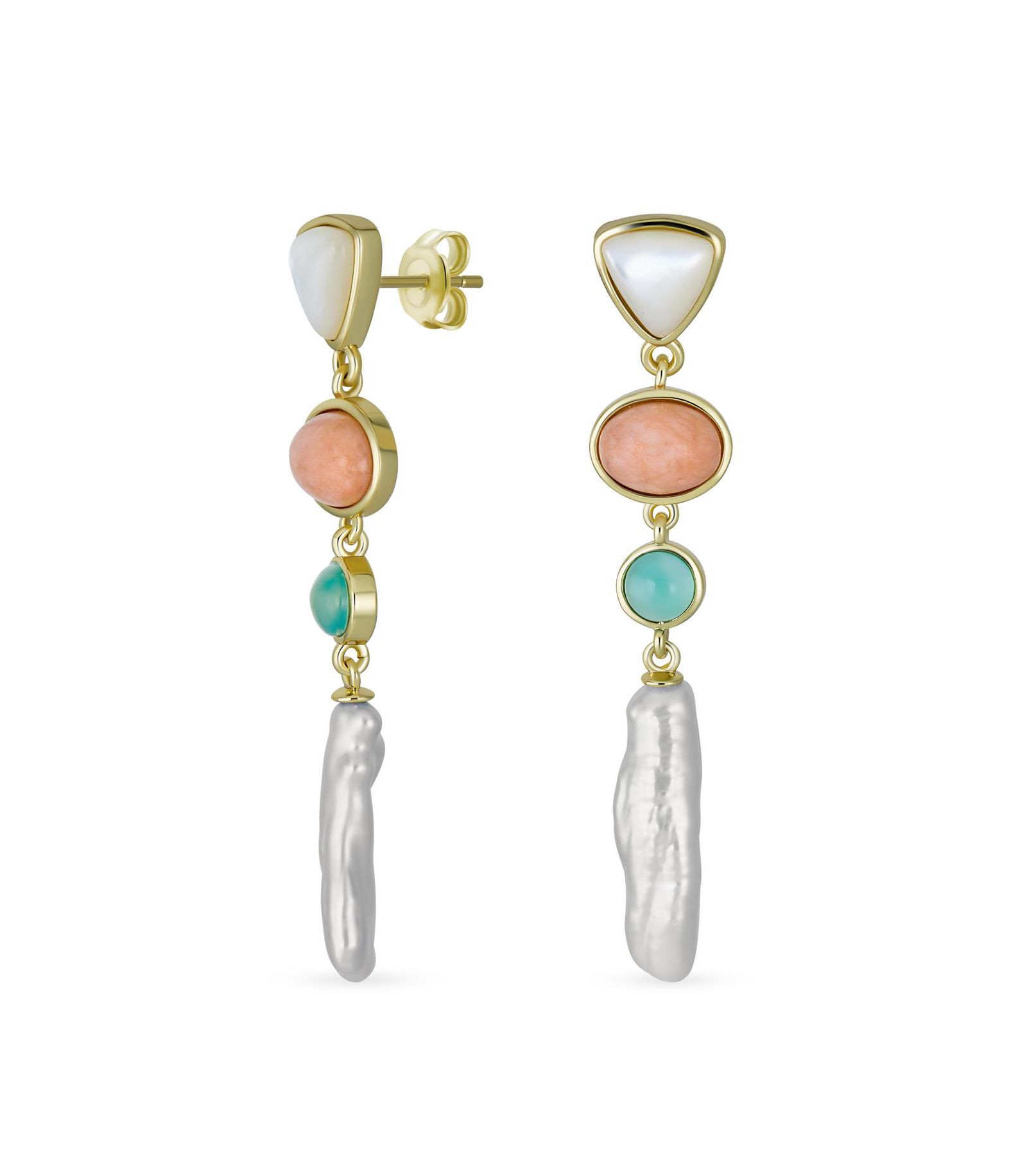 Bling Jewelry многоцветные серьги-подвески с натуральным жемчугом и драгоценными камнями