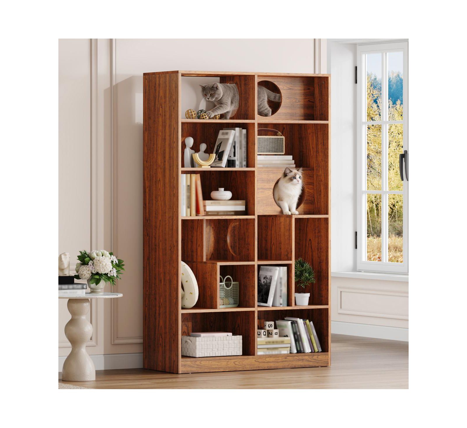 Домик для кошек и книжный шкаф 2-в-1 Streamdale Furniture Wood