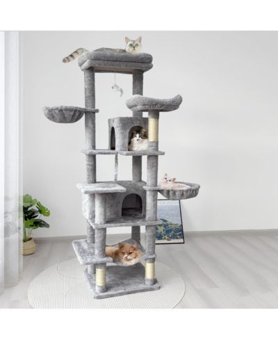 Streamdale Furniture 68 inches Multi-Level Cat Tree with Hammocks, Cave, and Scratching Posts